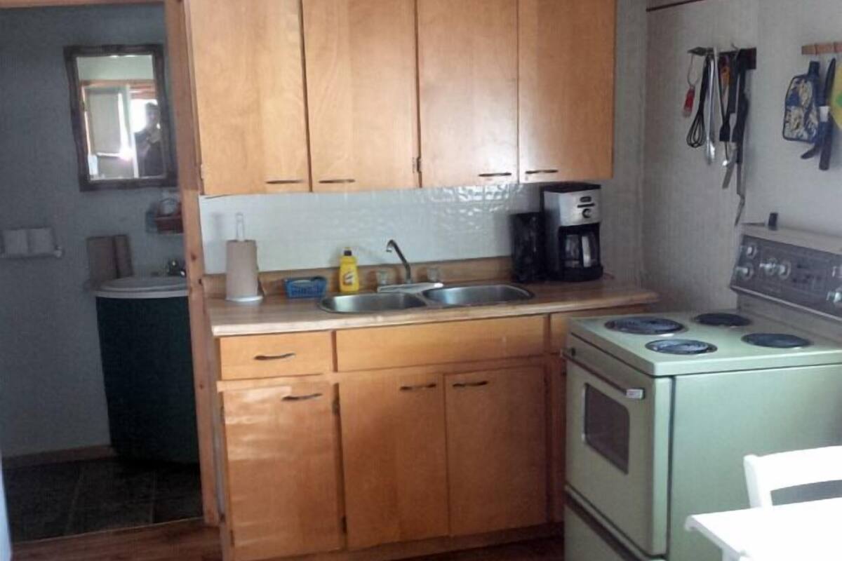 Economy Cabin, 2 Bedrooms (Shower House) | Private kitchen | Coffee/tea maker, full-size fridge, microwave, oven