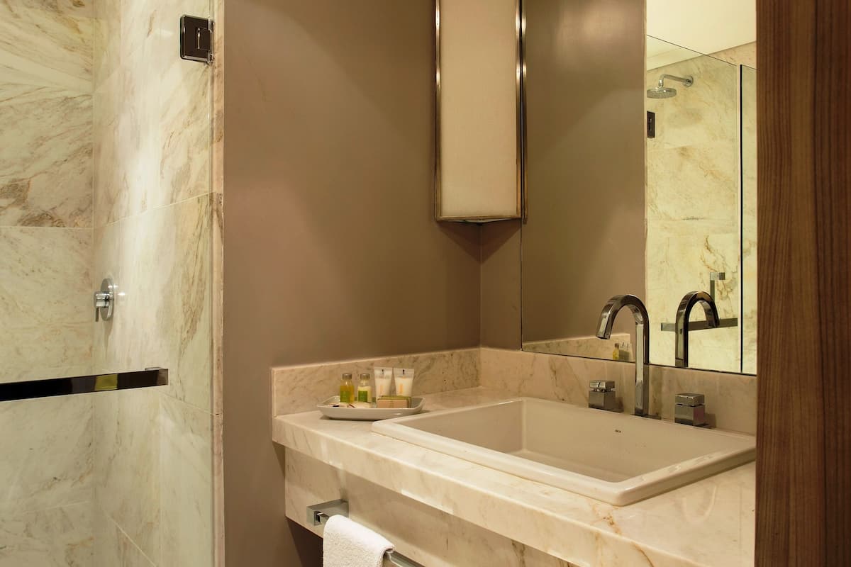 shower, free toiletries, hair dryer, bathrobes