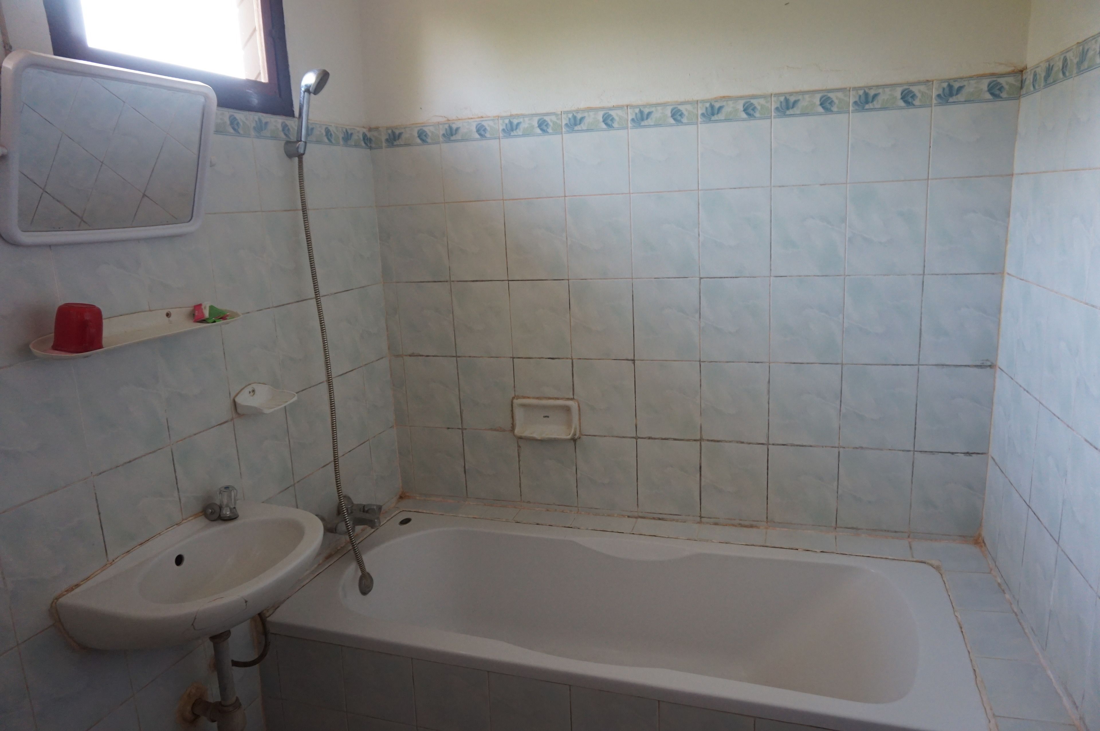 Un baño con bañera, lavabo y ducha.