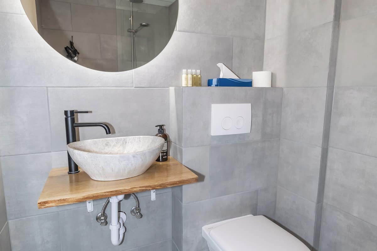 desk, blackout curtains, soundproofing, iron/ironing board