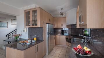 Villa, Private Pool, Sea View | Private kitchen | Full-size fridge, microwave, oven, stovetop