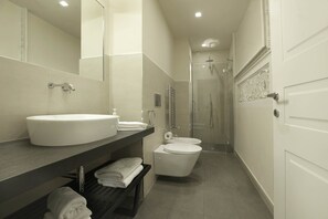 Free toiletries, hair dryer, bidet, towels
