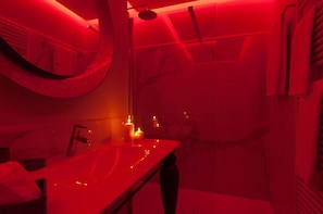 Shower, free toiletries, hair dryer, bidet