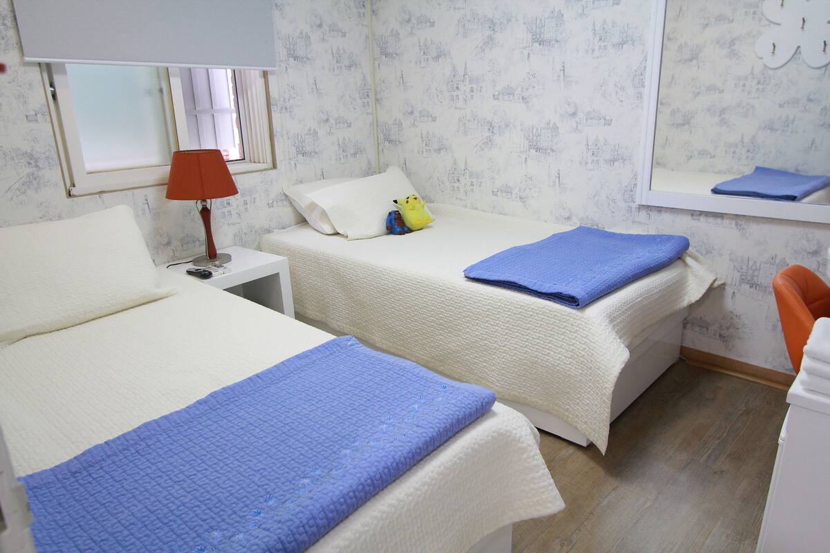 Habitación con 2 camas individuales, 2 camas individuales | Wifi gratis, decoración individual, mobiliario individual