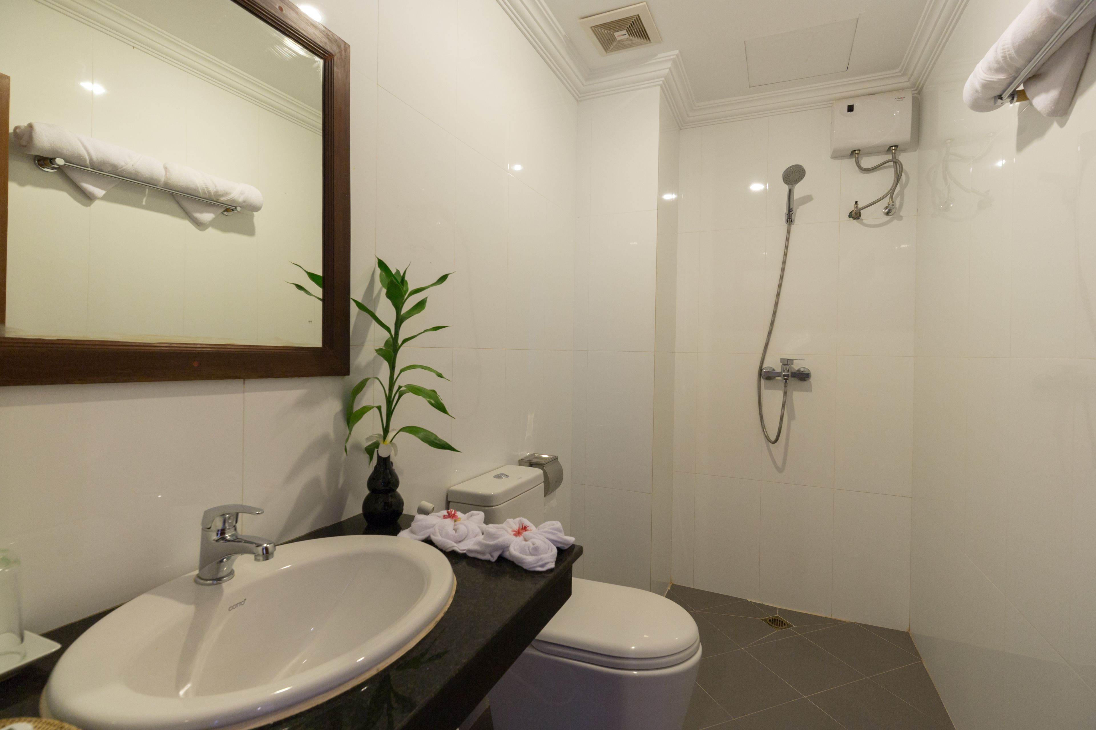 shower, free toiletries, hair dryer, slippers