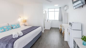 Desk, blackout curtains, iron/ironing board, free WiFi