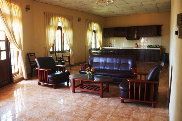 Villa, 4 Bedrooms, Kitchen (3 Double and 2 Single beds) | Living area | TV, pay films