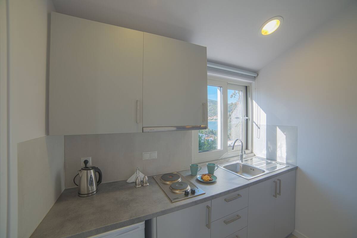 stovetop, coffee/tea maker, electric kettle, cookware/dishes/utensils