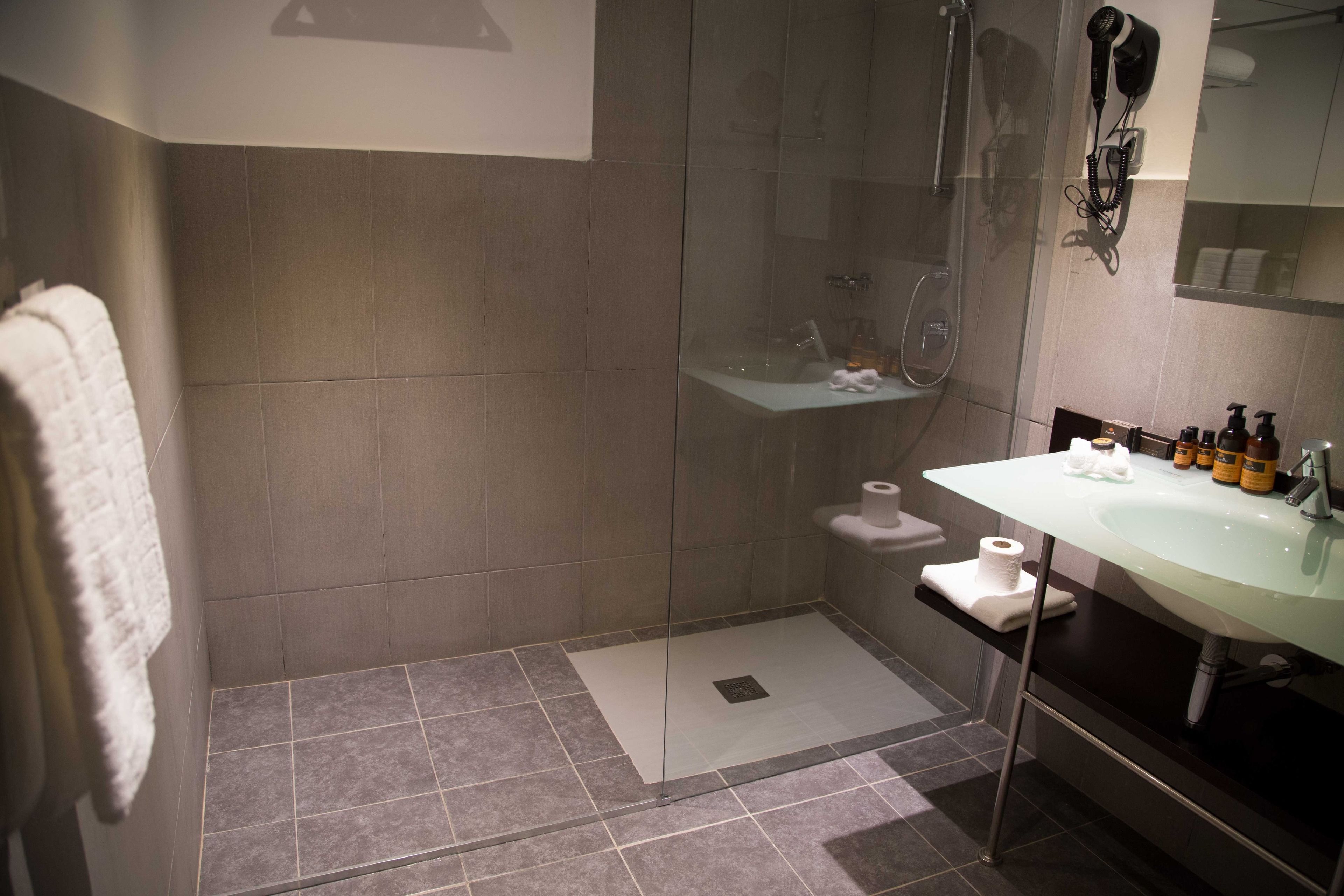 shower, free toiletries, hair dryer, slippers