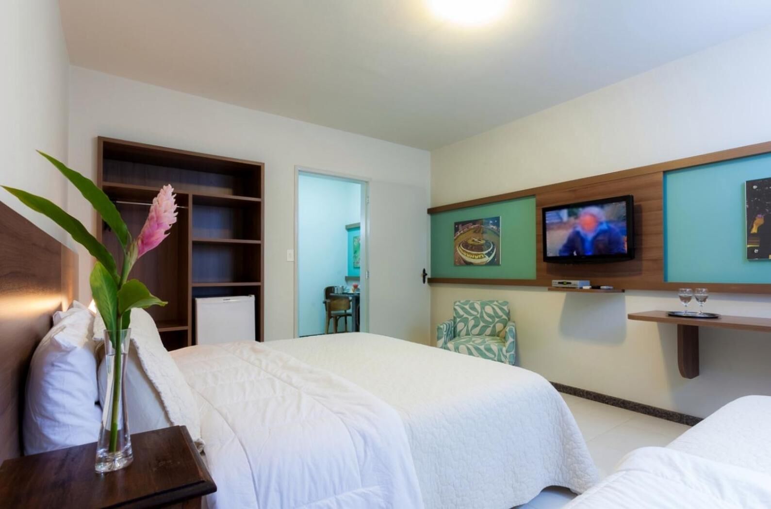 minibar, desk, laptop workspace, blackout curtains