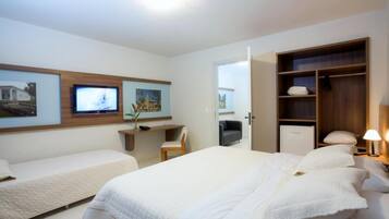 Minibar, desk, laptop workspace, blackout drapes