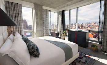 Premium bedding, pillowtop beds, in-room safe, individually decorated at Hotel 50 Bowery, part of JdV by Hyatt