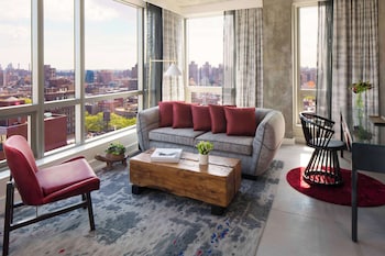 Premium bedding, pillowtop beds, in-room safe, individually decorated at Hotel 50 Bowery, part of JdV by Hyatt