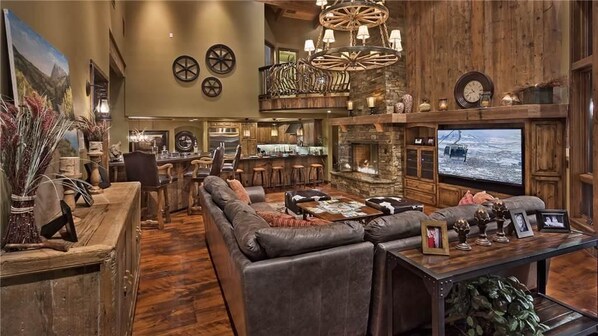 Deluxe House, 6 Bedrooms, Mountain View, Mountainside | Living area | TV, fireplace - Winter Castle At Ski Time (Steamboat Springs)
