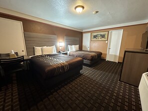 Basic Room, 2 Queen Beds, Non Smoking | Blackout curtains, free WiFi, bed sheets - New Corral Motel (Victorville)