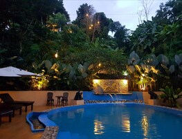 Outdoor pool, sun loungers