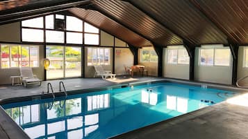 Indoor pool, open 2:00 PM to 9:30 PM, sun loungers