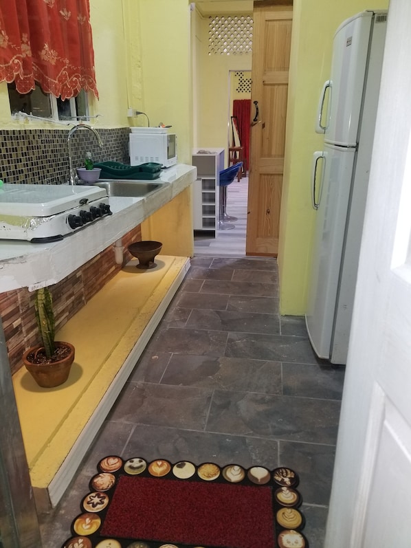 Keith Apartment | Private kitchen | Fridge, microwave, stovetop - Port Lodge (Port of Spain)