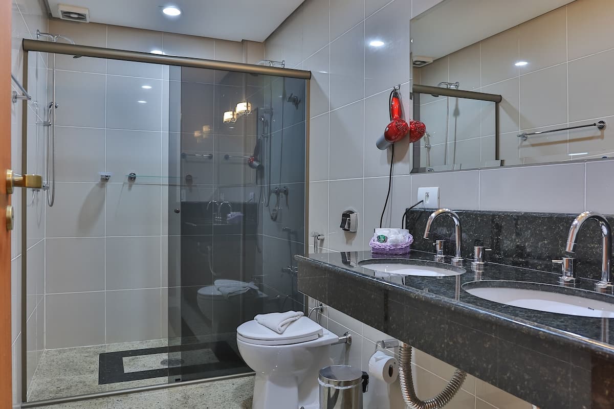 master family | bathroom | shower, free toiletries, hair dryer, bathrobes