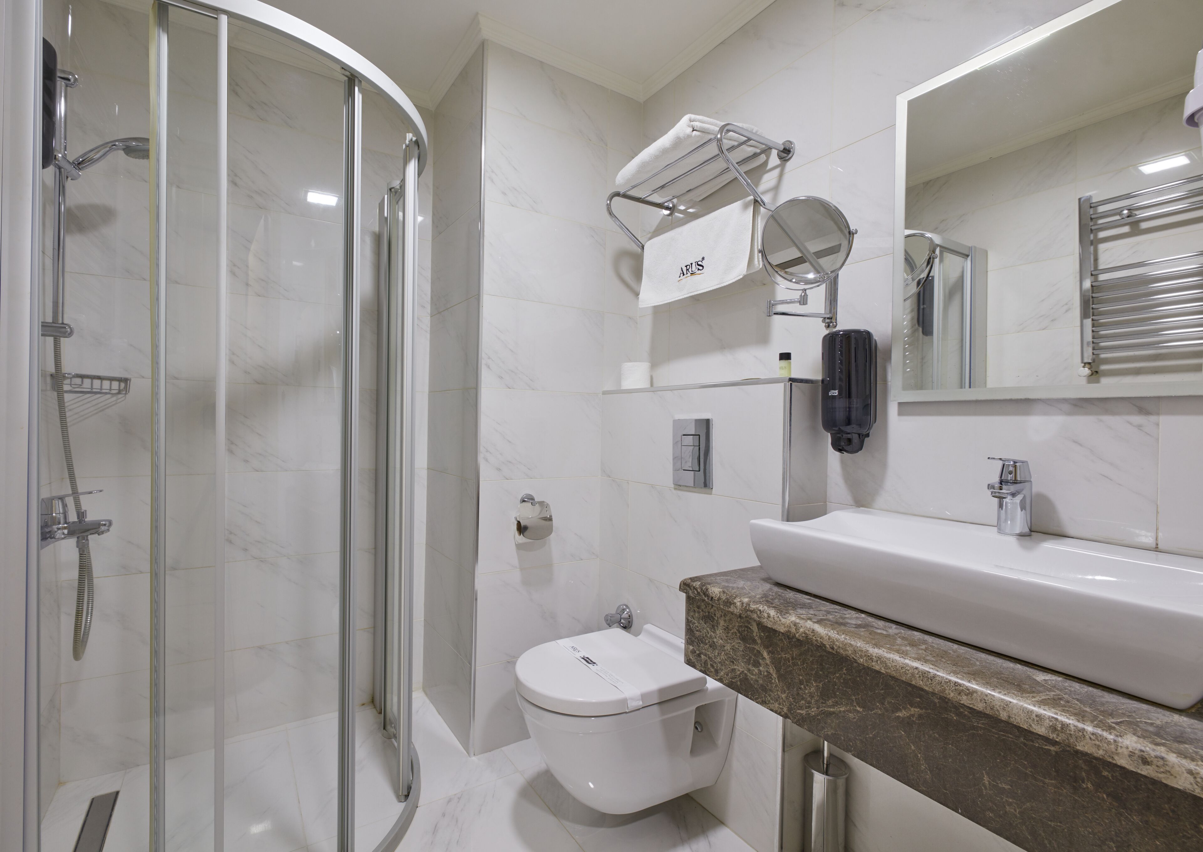 deluxe room, 1 queen bed with sofa bed | bathroom | shower, rainfall showerhead, free toiletries, hair dryer