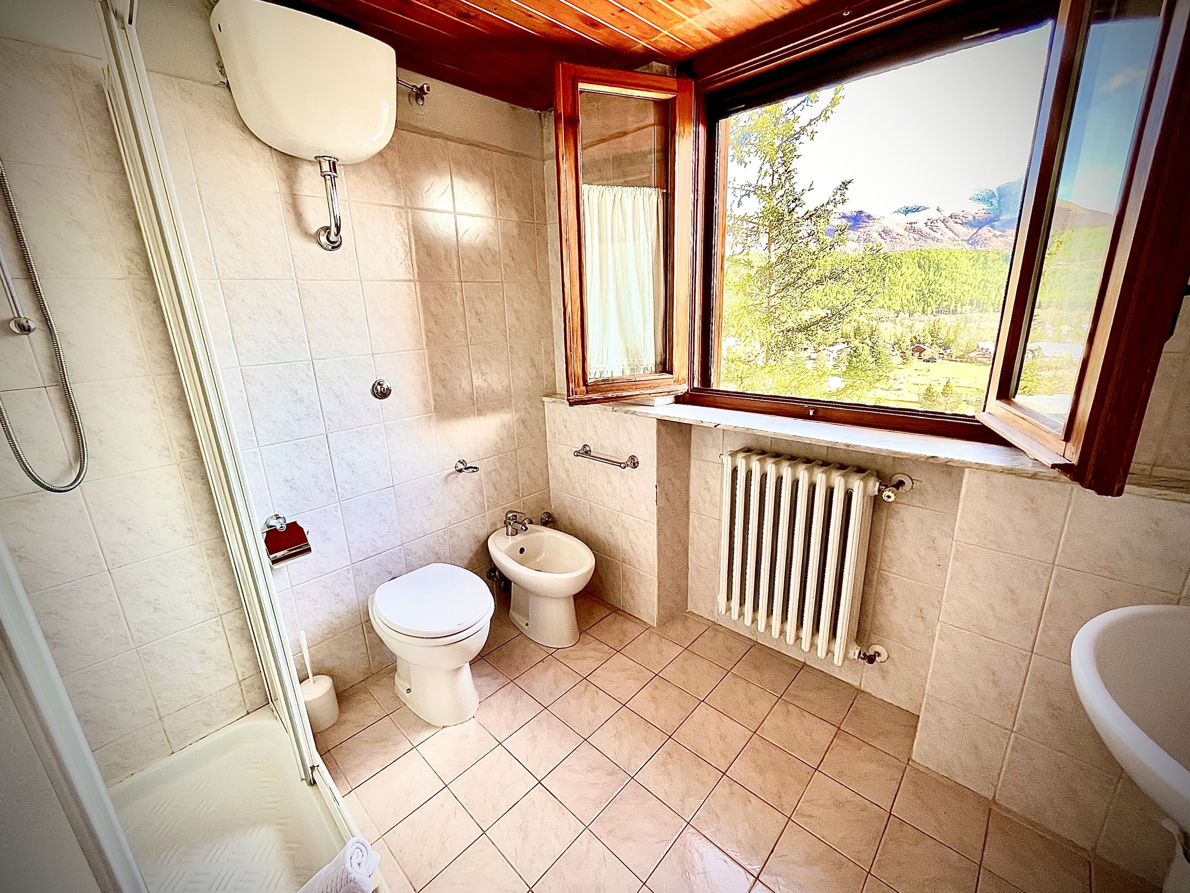 family room, 2 bedrooms, shared bathroom, mountain view | bathroom | shower, free toiletries, hair dryer, bidet