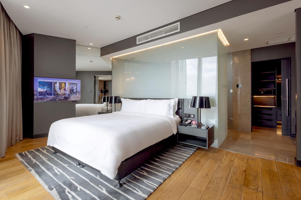 Down duvets, minibar, in-room safe, desk