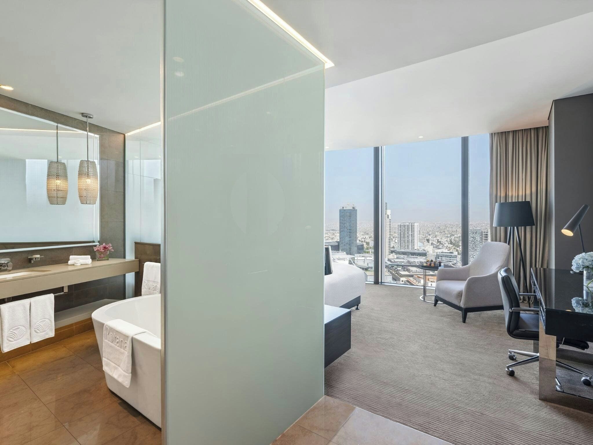 Room, 1 King Bed, Club Lounge Access, City View (Large Corner) | Down comforters, in-room safe, desk, laptop workspace