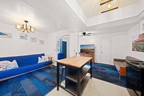 Comfort Suite | Premium bedding, desk, laptop workspace, blackout drapes