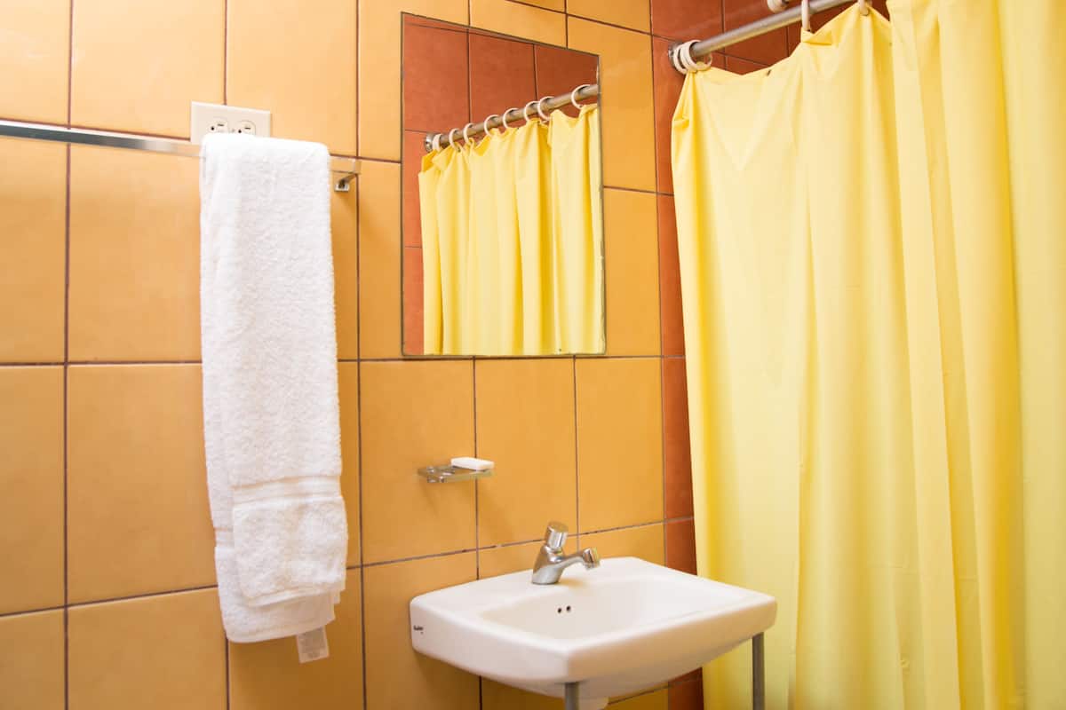 shower, free toiletries, towels, soap