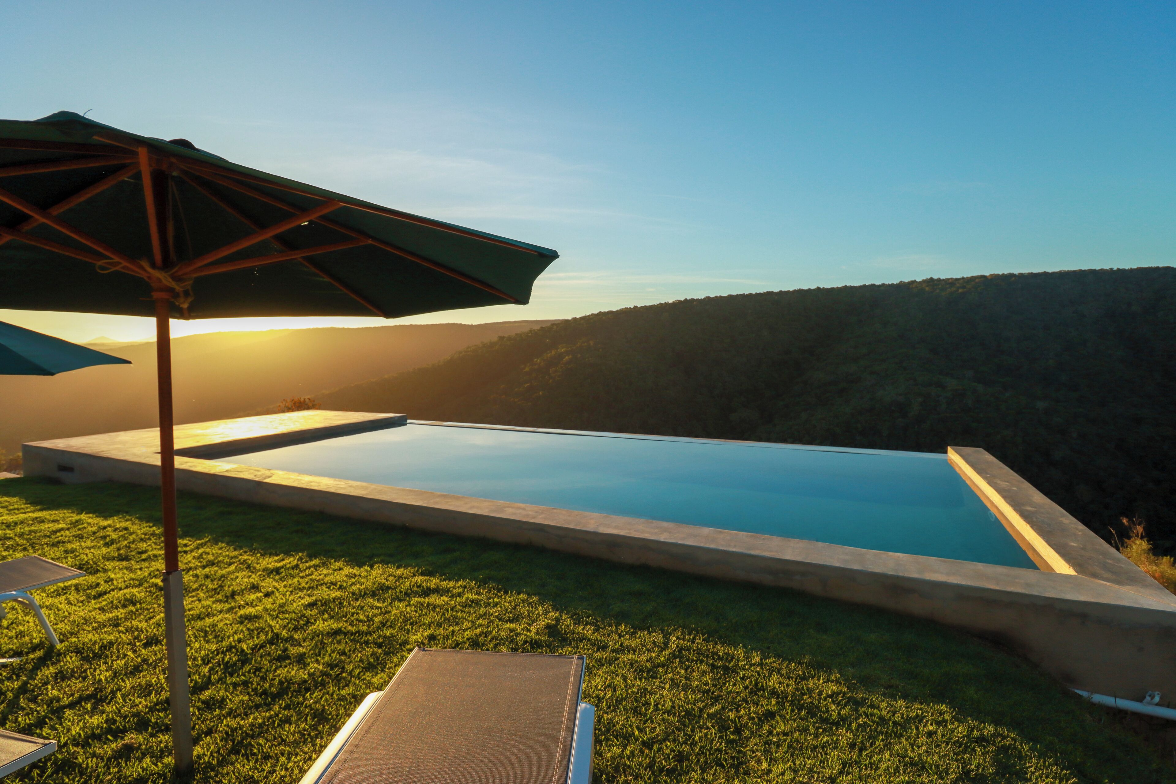 Outdoor pool, sun loungers