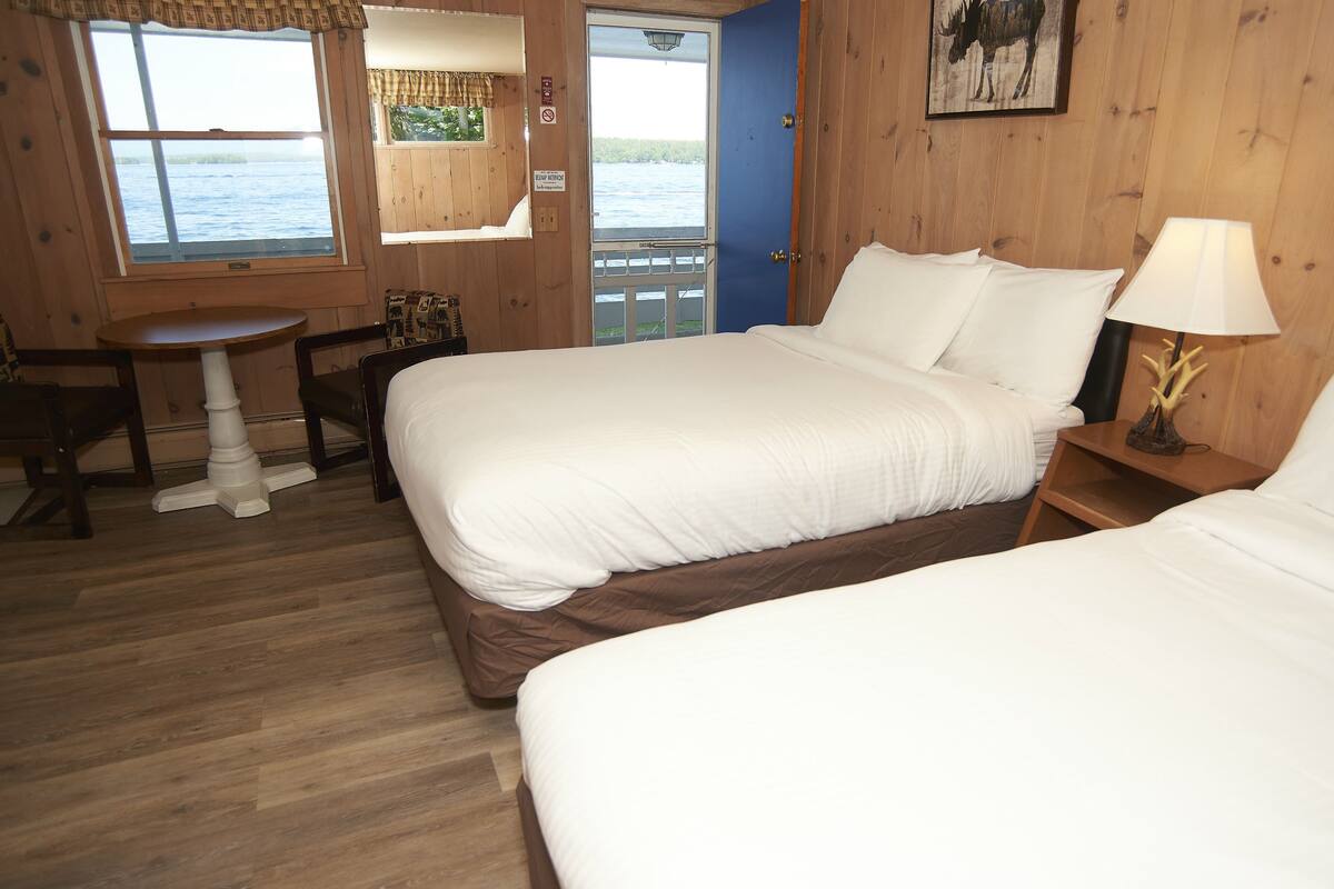 Cabin, 2 Double Beds, Kitchenette, Lake View | WiFi (free), bed sheets