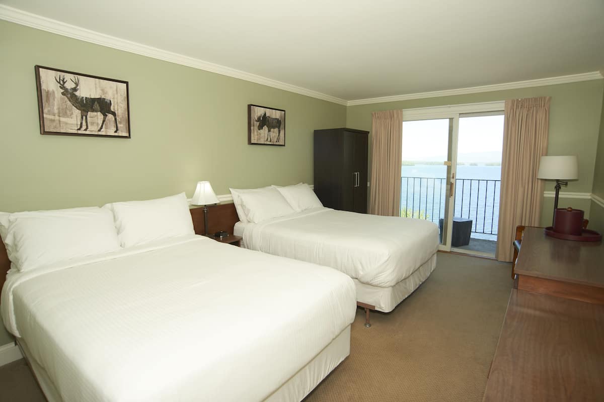 Double Room, 2 Double Beds, Balcony, Lake View | WiFi (free), bed sheets