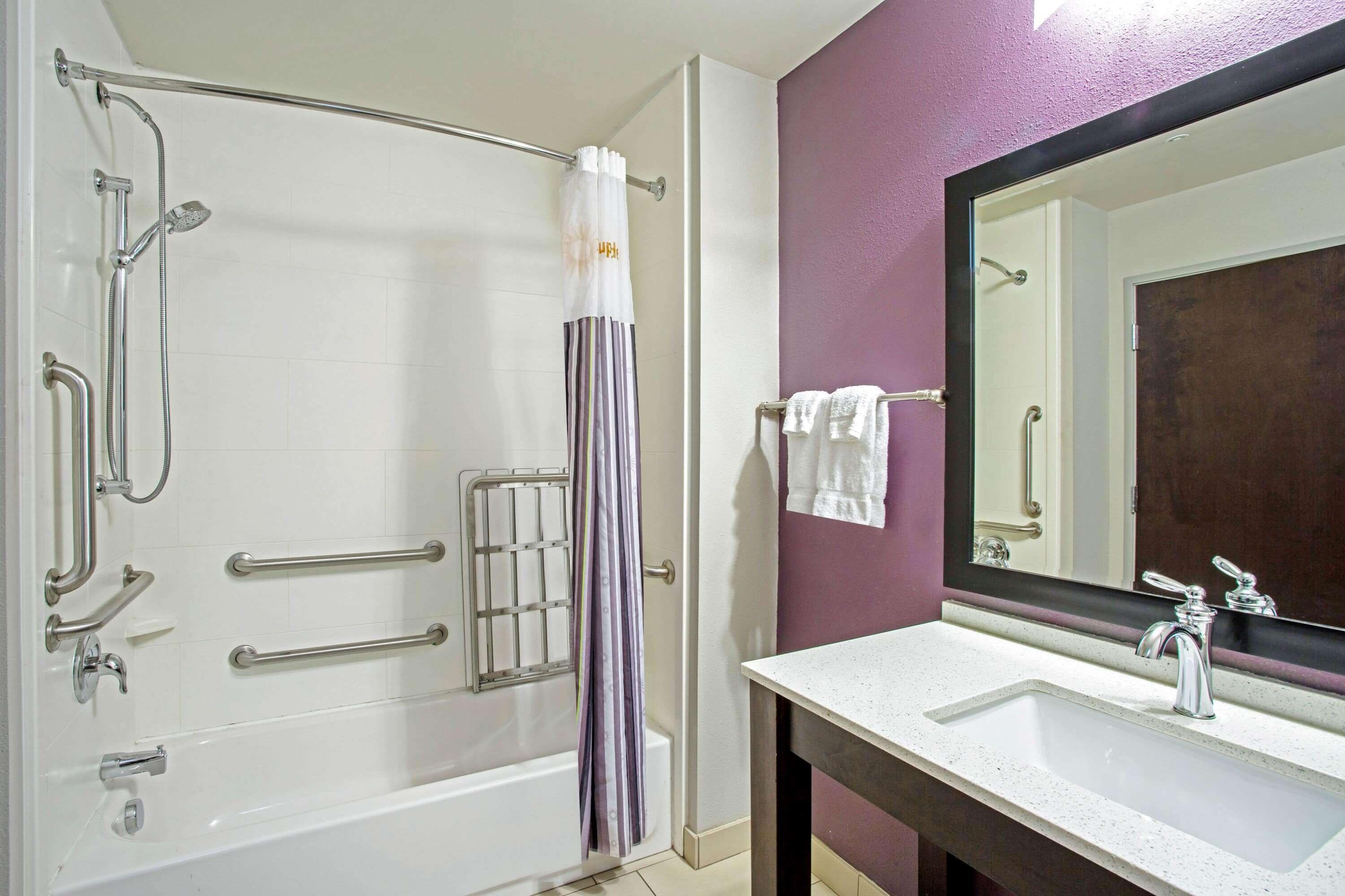 room, 2 queen beds, accessible, non smoking (mobility) | bathroom | combined shower/bathtub, free toiletries, hair dryer, towels