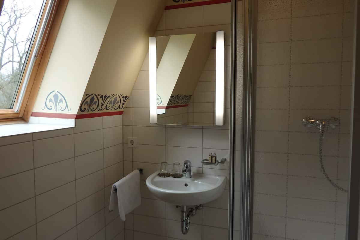 apartment, ensuite (schloss lichtenwalde) | bathroom | shower, hair dryer