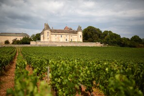 A large, historic building with a symmetrical facade and multiple towers, surrounded by a vineyard. - Château Saint-Michel, The Originals Relais (Relais du Silence) (Rully)