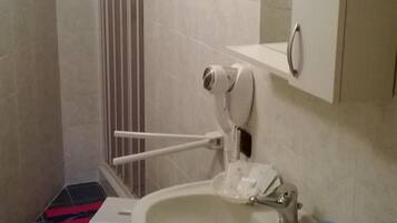 Shower, free toiletries, hair dryer, bidet