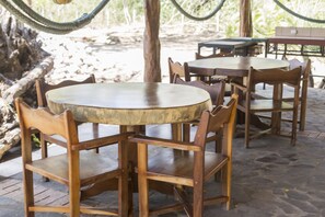 Breakfast, lunch, dinner served; local cuisine