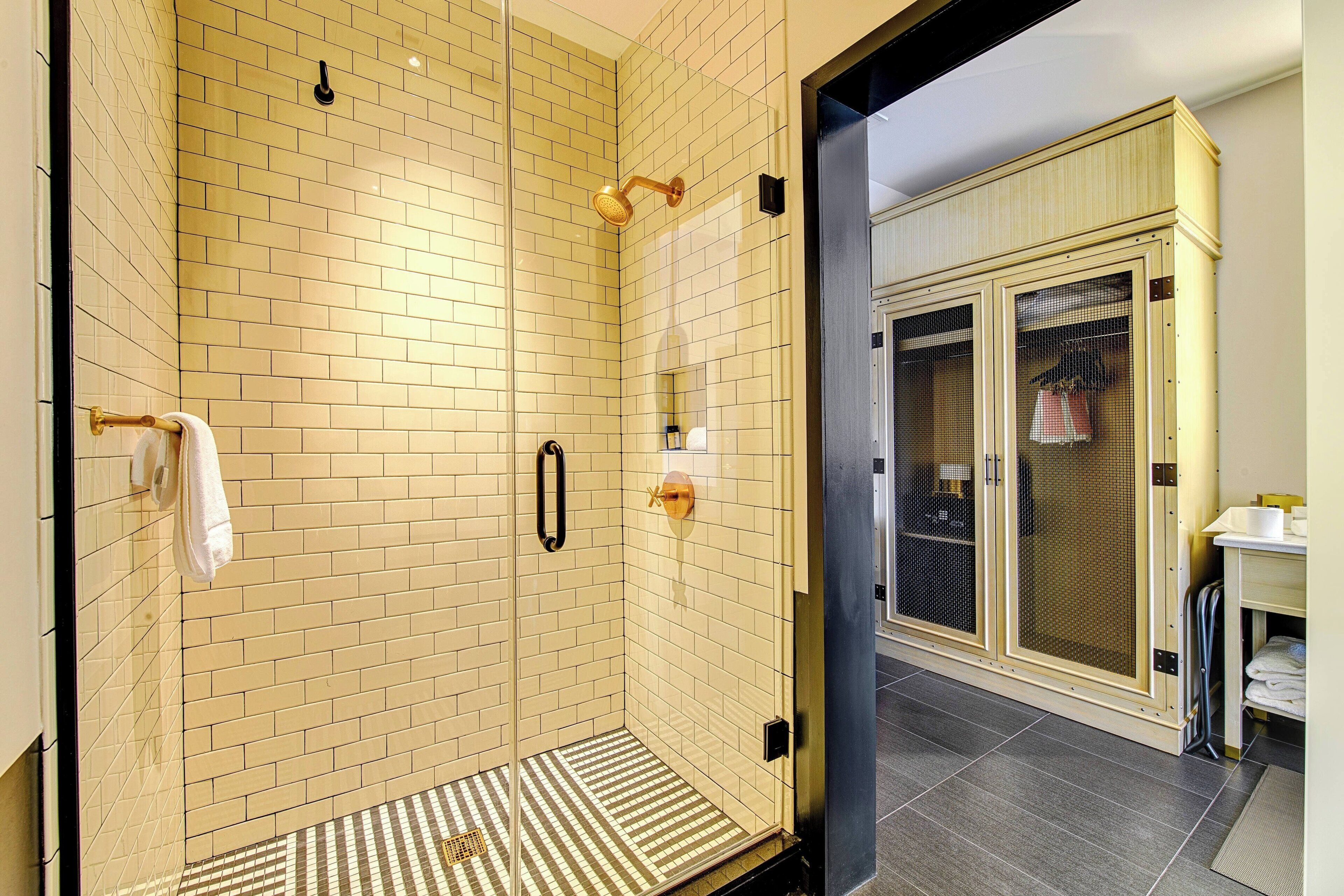 shower, free toiletries, hair dryer, bathrobes