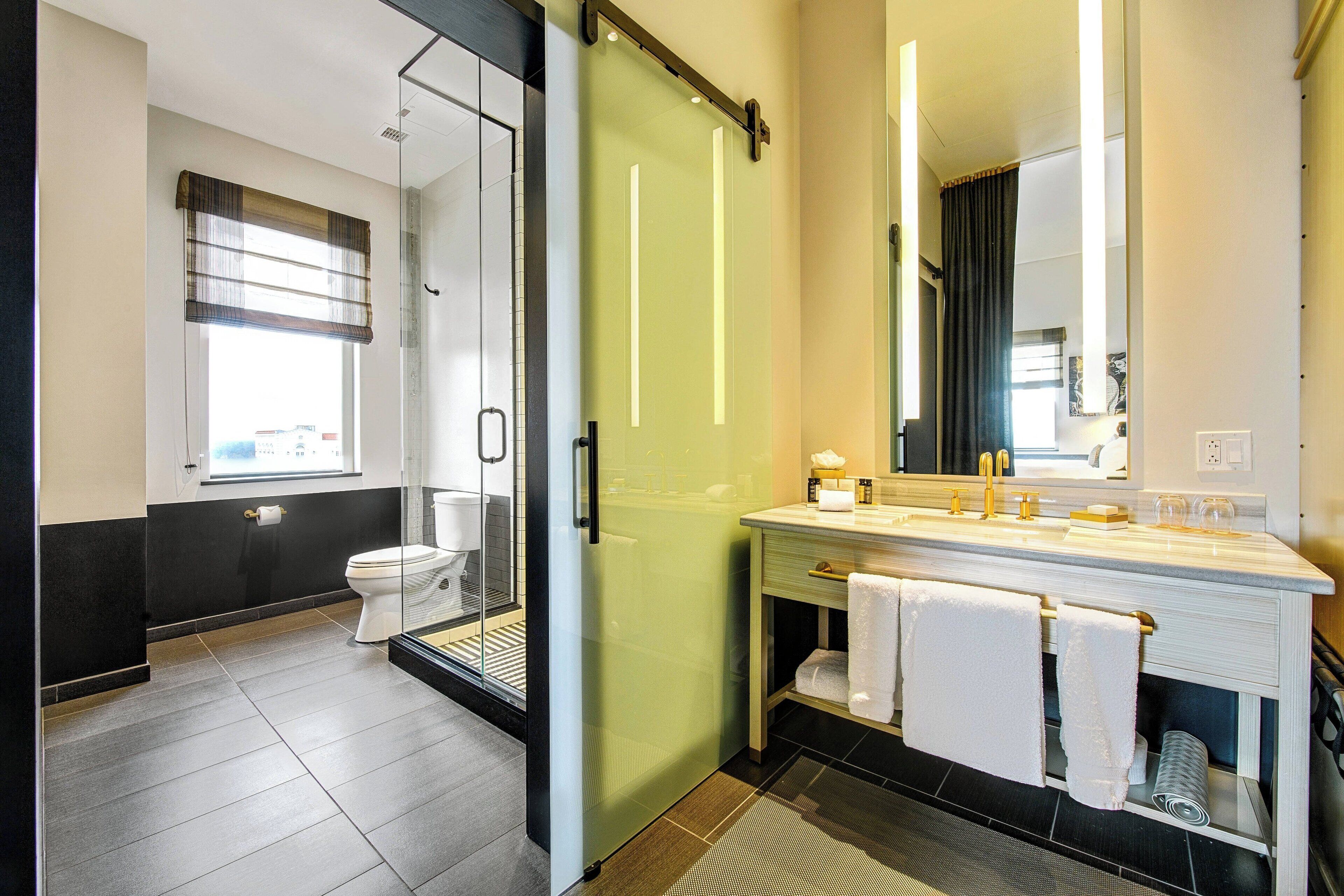 shower, free toiletries, hair dryer, bathrobes