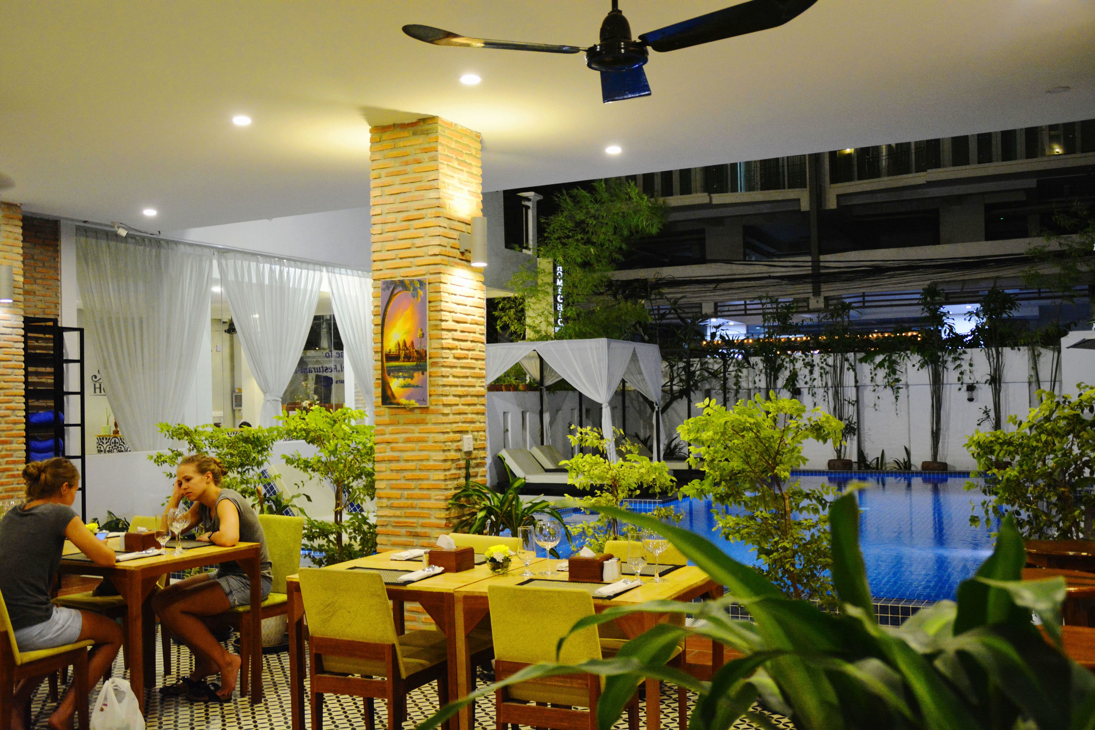 Outdoor pool, sun loungers