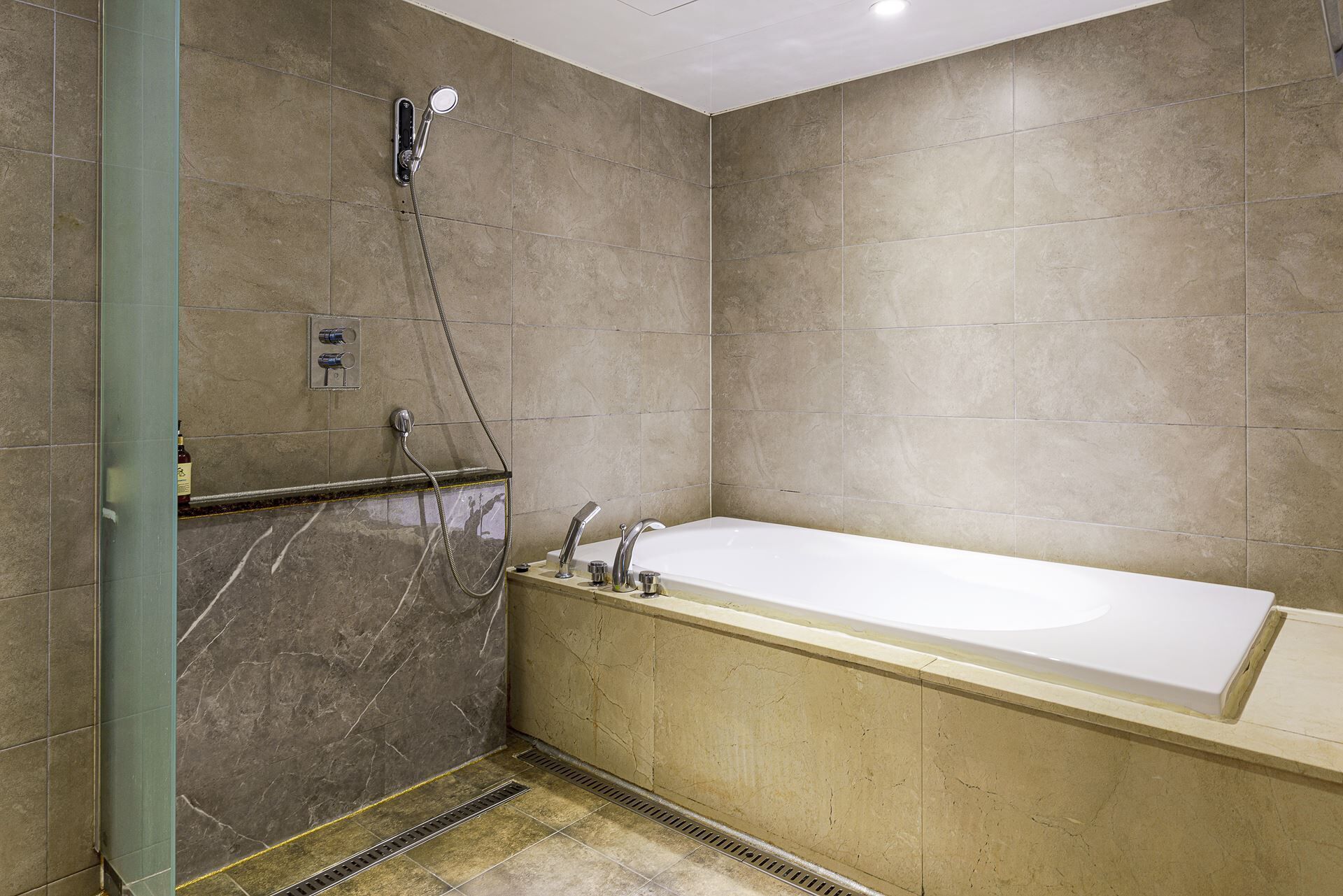 family twin room | bathroom | hair dryer, slippers, bidet, towels