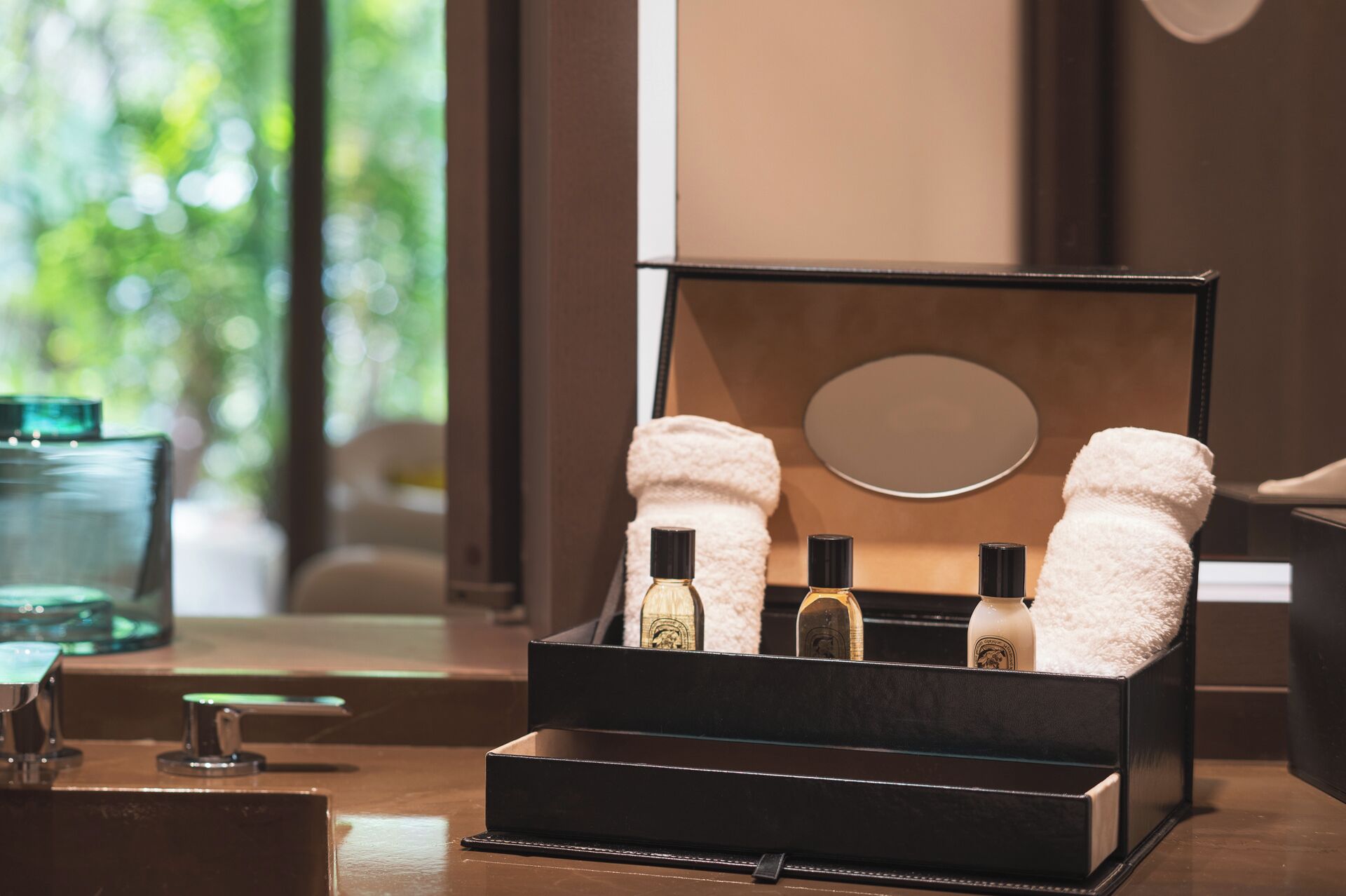 eco-friendly toiletries, hair dryer, bathrobes, slippers