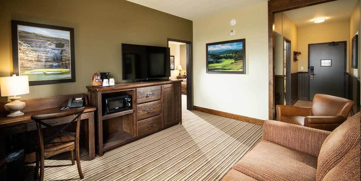 premium bedding, desk, laptop workspace, iron/ironing board