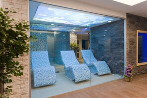 Behandlingsrum til par, sauna, boblebad, dampbad, tyrkisk bad/hammam
