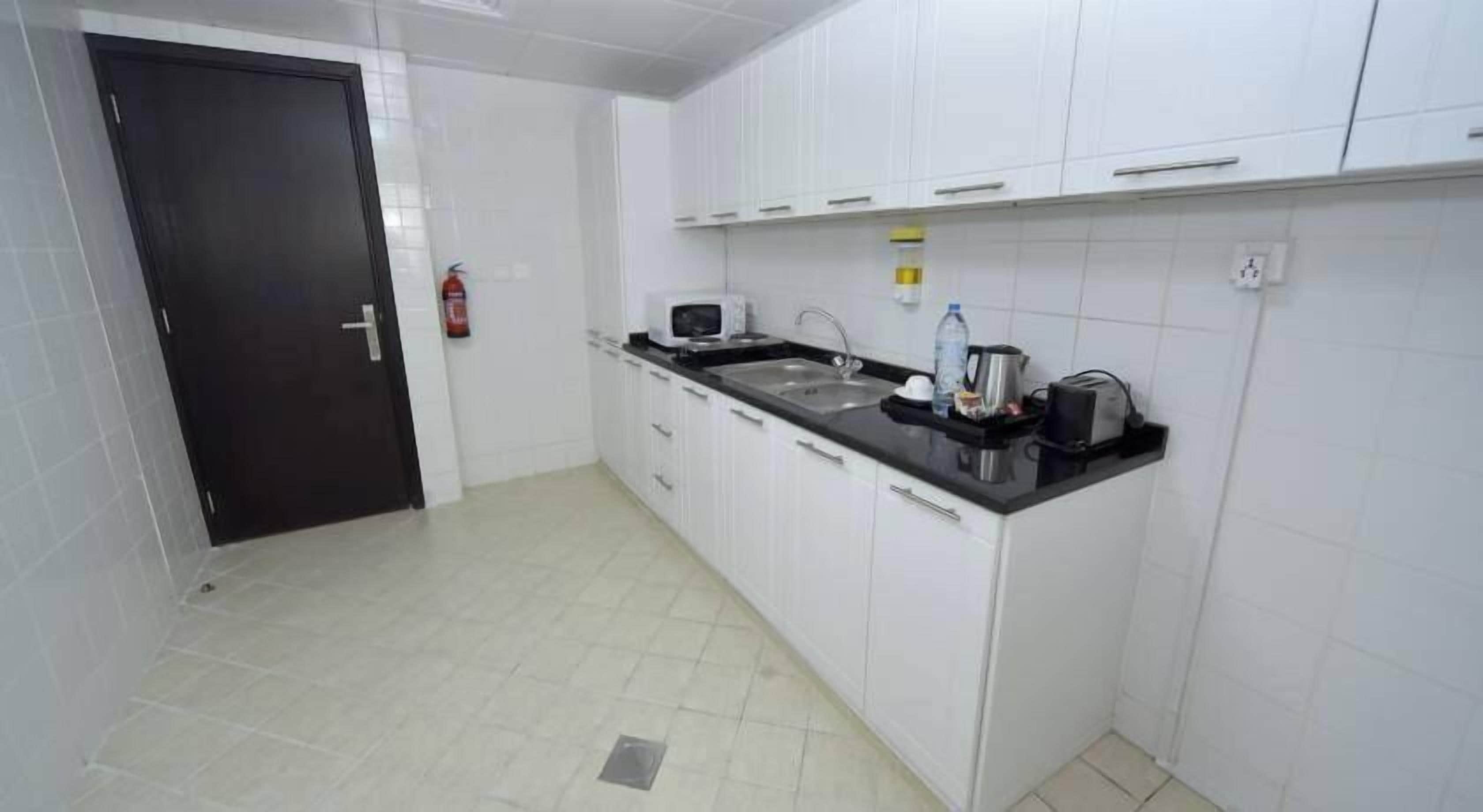 mini-fridge, espresso maker, coffee/tea maker, electric kettle