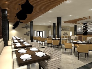 Petit déjeuner, déjeuner et dîner servis sur place