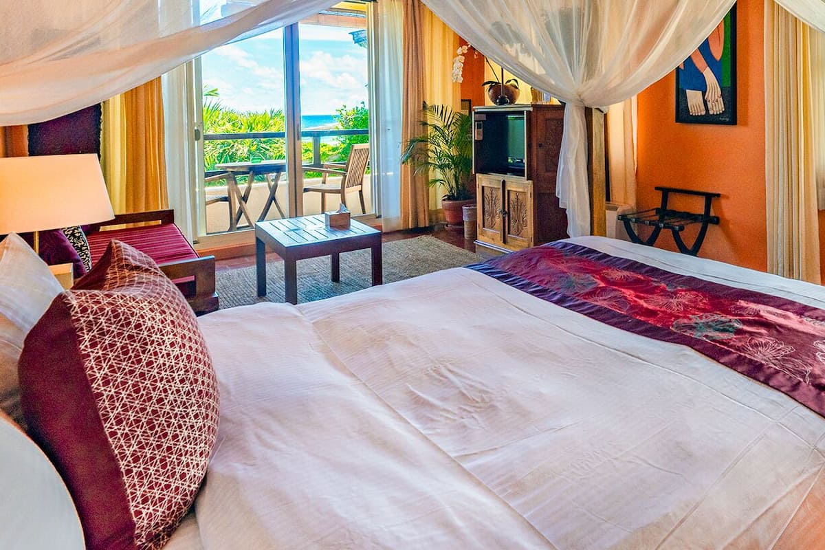 Comfort tweepersoonskamer, uitzicht op zee | Balkon