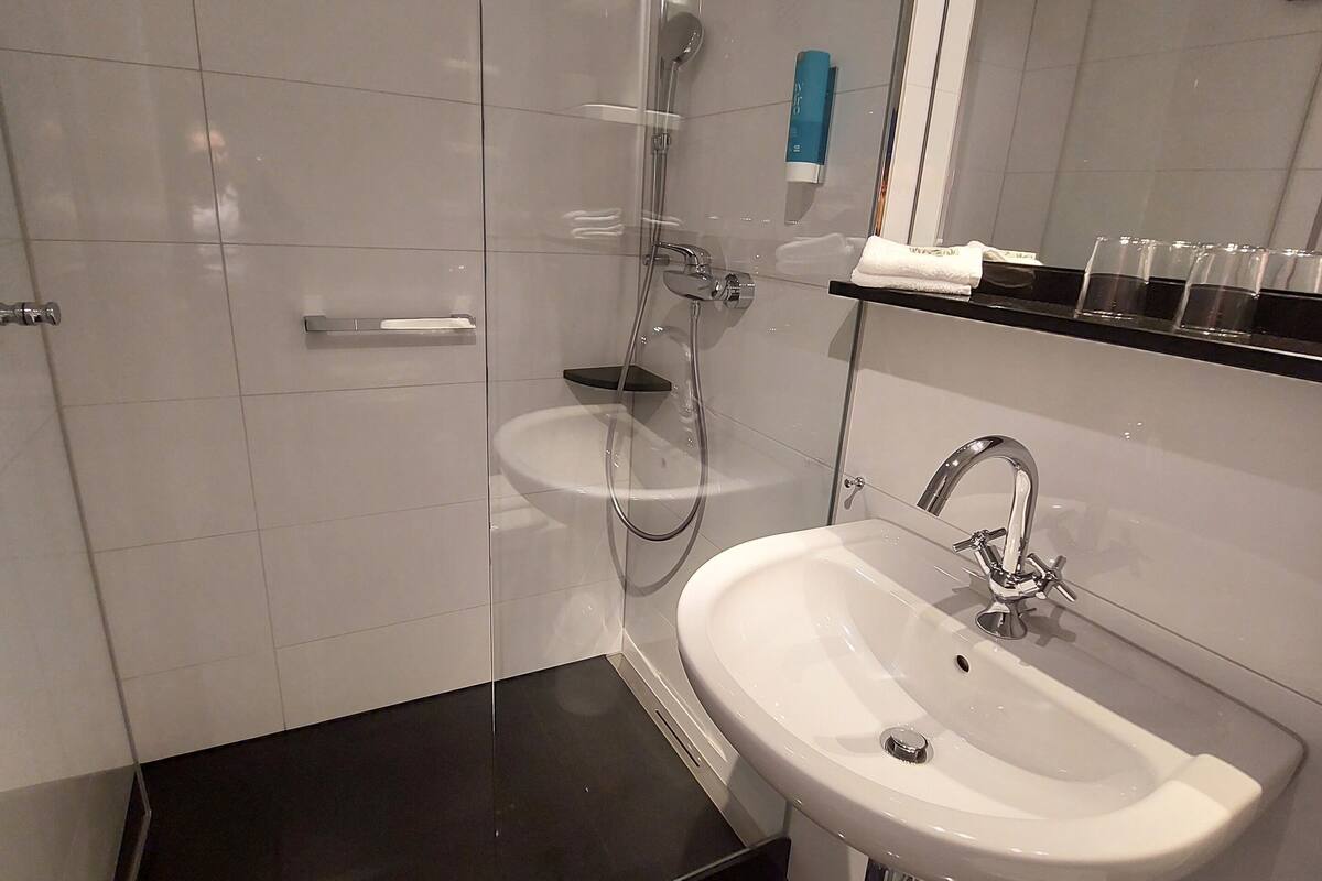 classic double room | bathroom | free toiletries, hair dryer, bathrobes, towels