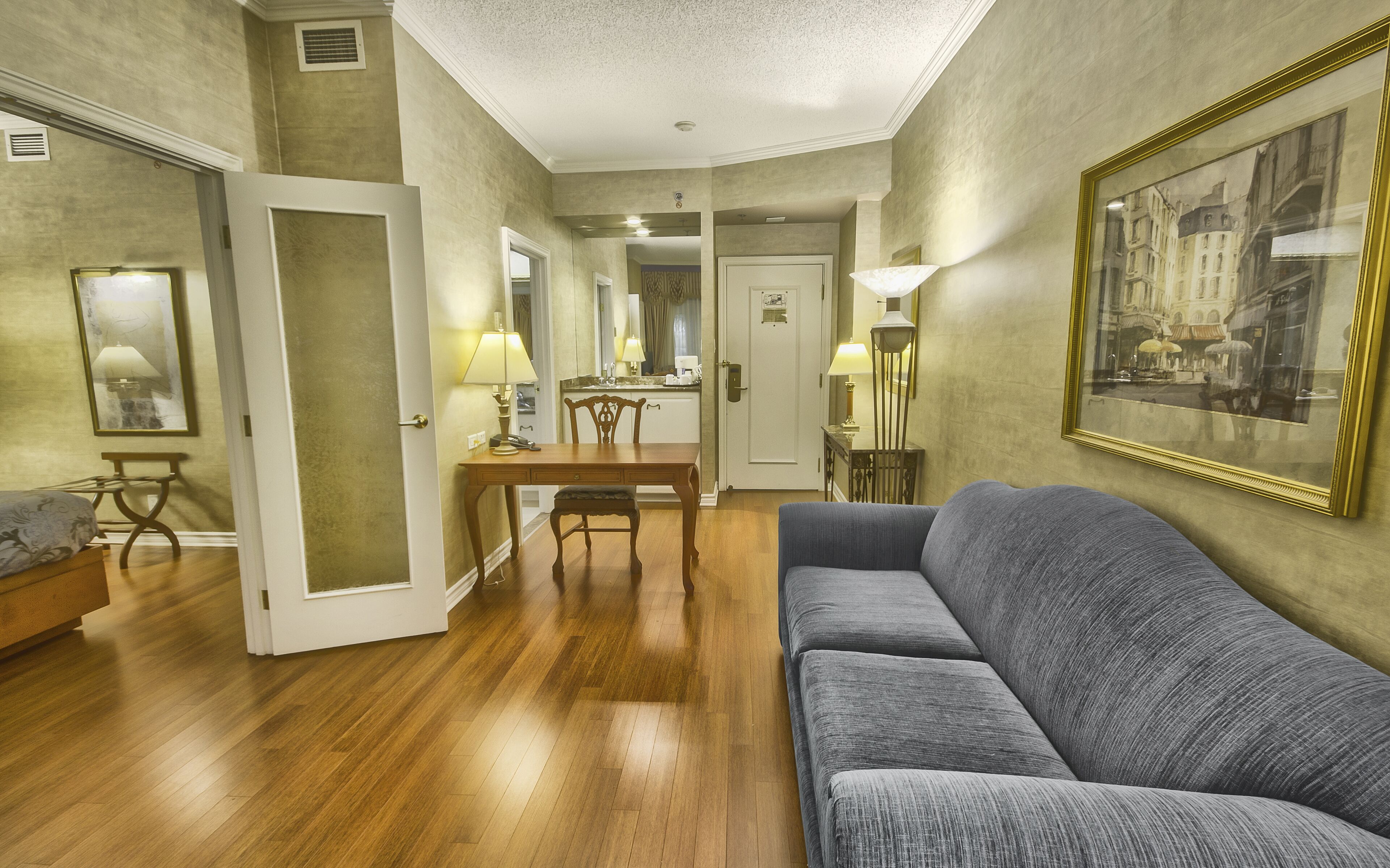 suite, 1 queen bed and sofa-bed (interior) | living area | 32-inch flat-screen tv with cable channels, tv