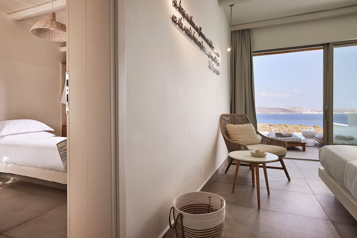 family suite with private pool and sea view | in-room safe, blackout curtains, soundproofing, iron/ironing board